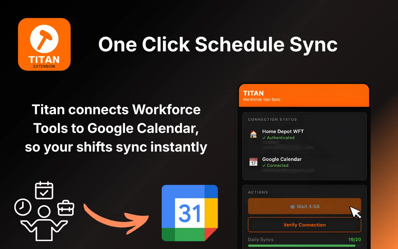 One-click schedule sync UI in the Titan extension side panel